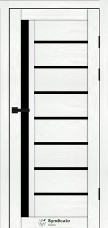Двери Syndicat Doors PVC 101 Белая структура стекло чёрное